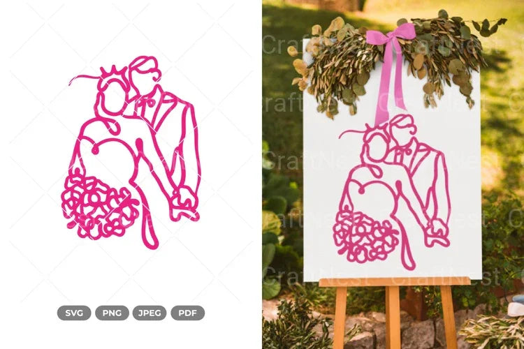 Wedding Couple Monoline SVG Bundle - CraftNest - Digital Crafting and Art