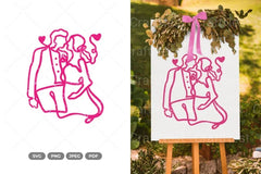 Wedding Couple Monoline SVG Bundle - CraftNest - Digital Crafting and Art