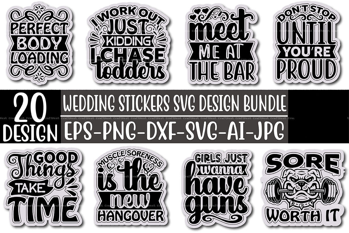 Wedding Stickers Design SVG Bundle