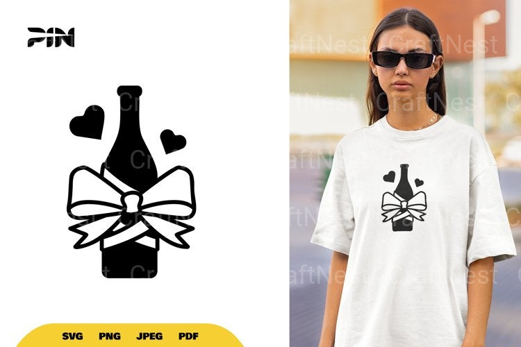 Wedding Wine Bottle SVG Bundle - CraftNest - Digital Crafting and Art