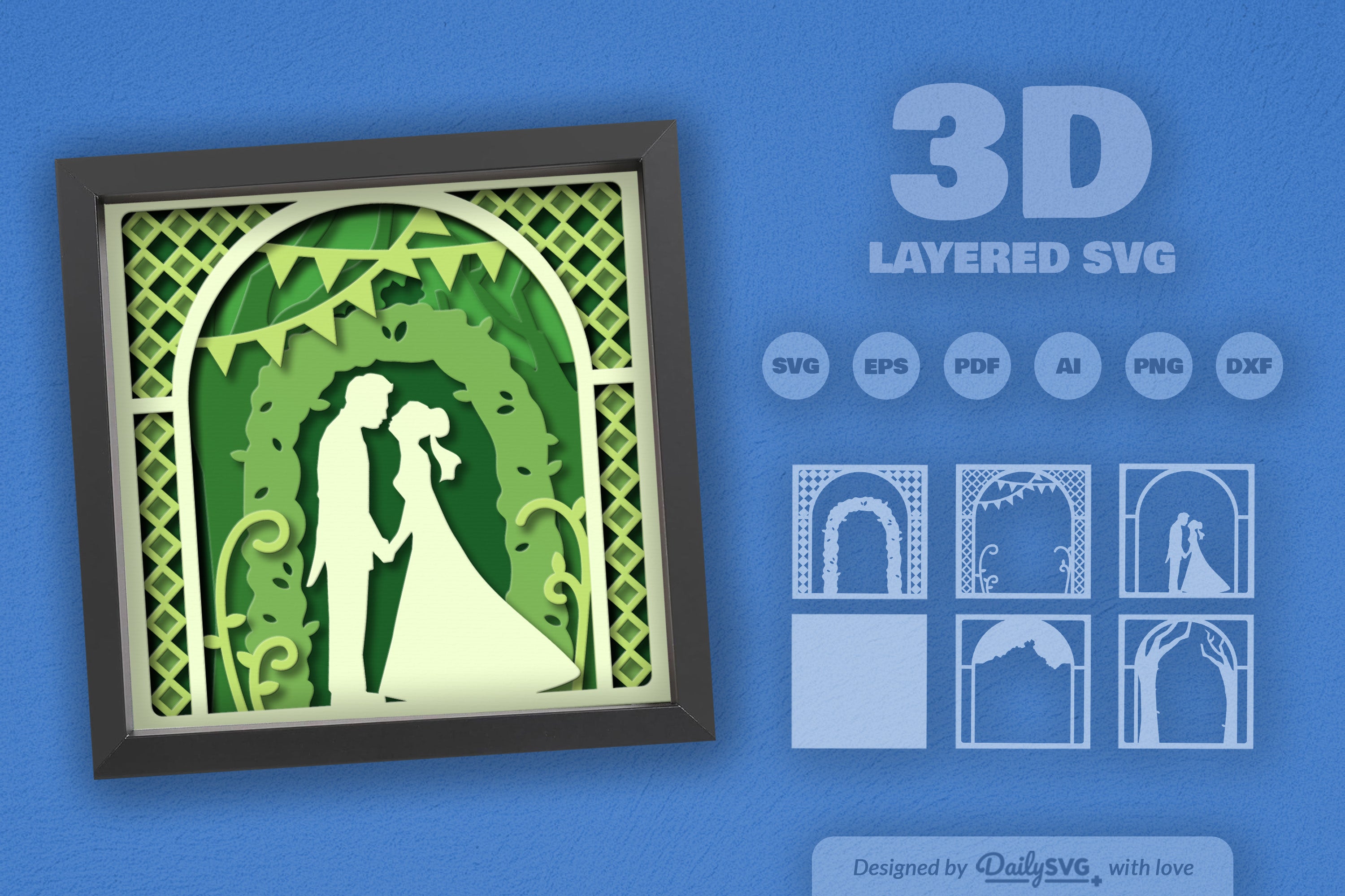 Romantic Nature Wedding Papercut SVG Bundle