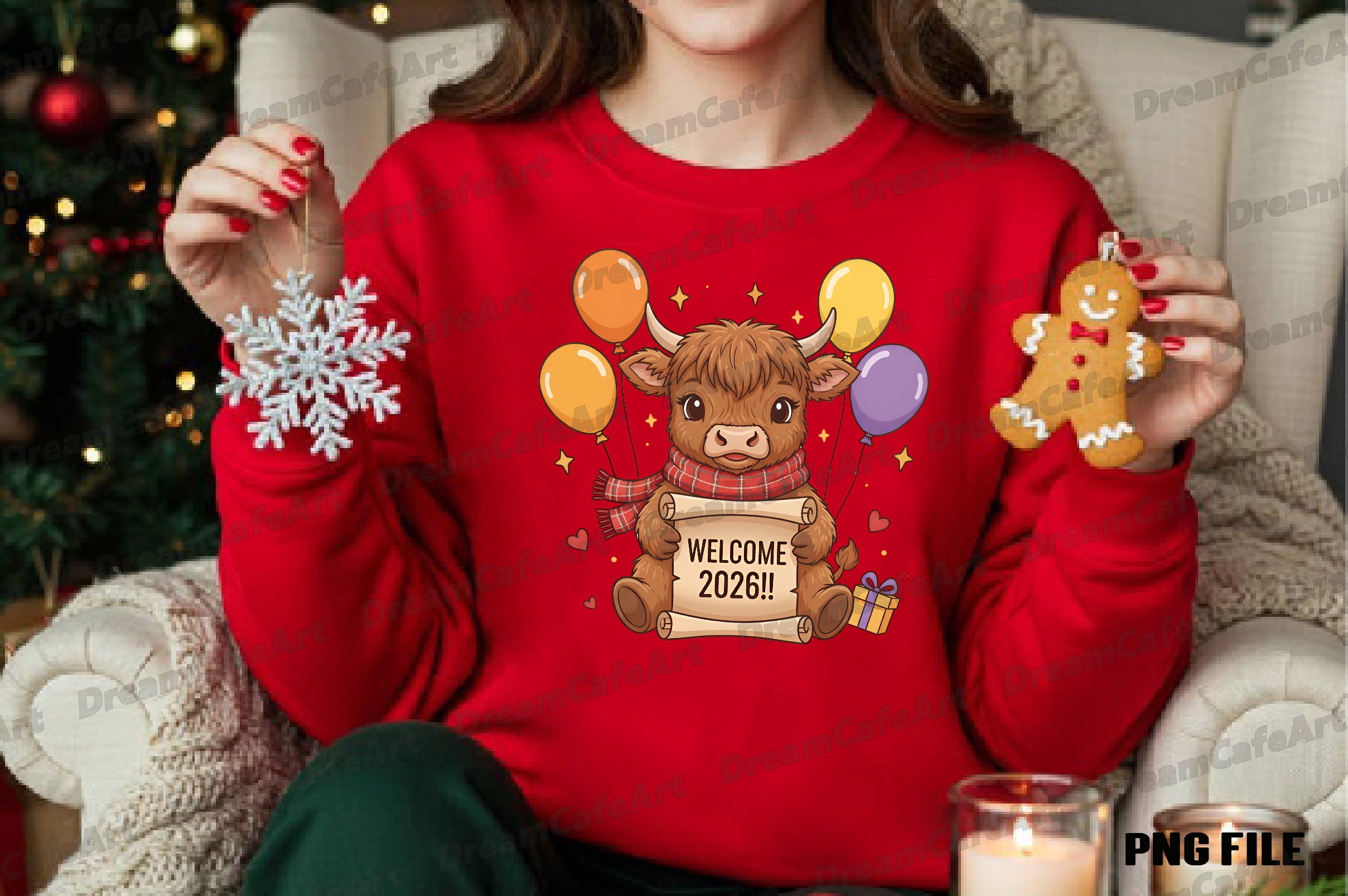 Welcome 2026 Highland Cow Clipart Bundle