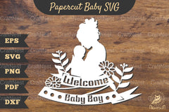 Welcome Baby Boy Papercut Clipart Bundle - CraftNest - Digital Crafting and Art