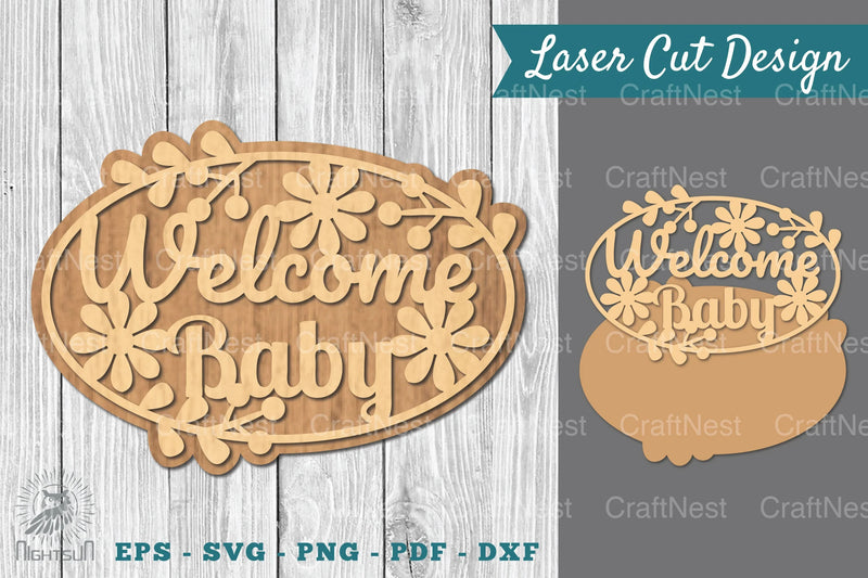 Welcome Baby Laser Cut Sign Clipart Bundle - CraftNest - Digital Crafting and Art