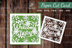Welcome Baby Papercut Card Design Bundle - CraftNest - Digital Crafting and Art