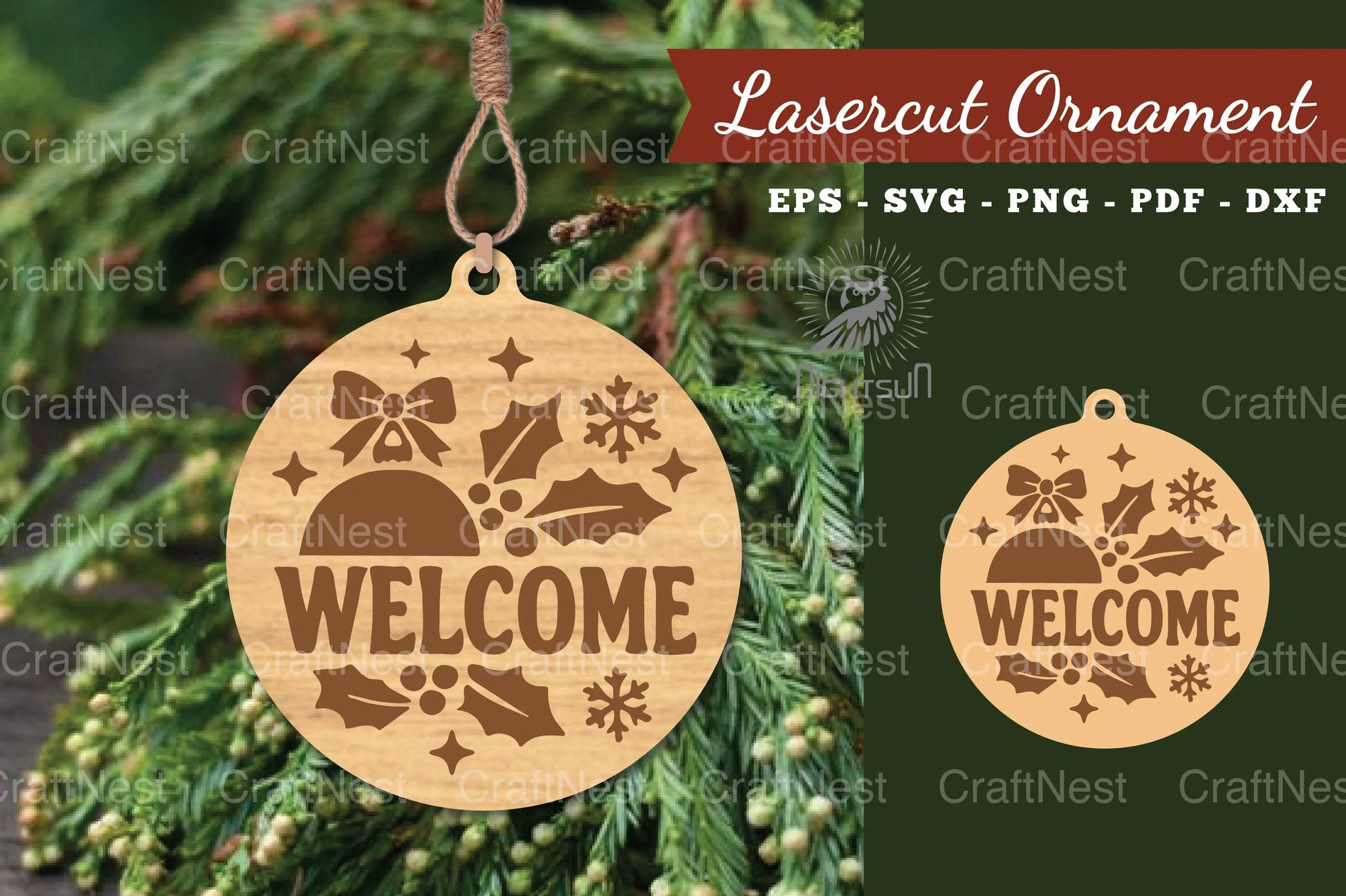 Welcome Christmas Lasercut Ornament Clipart - CraftNest - Digital Crafting and Art