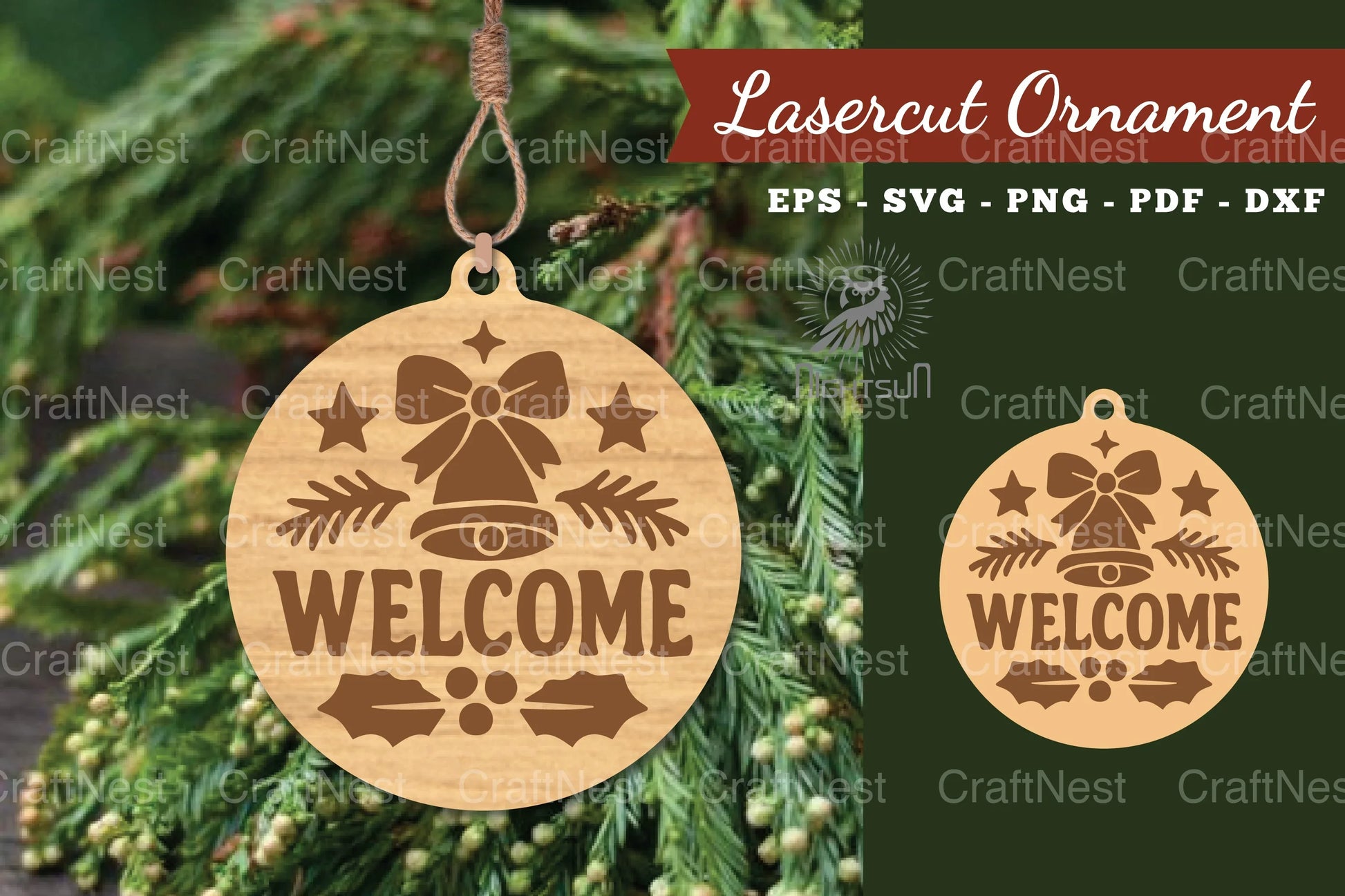 Welcome Christmas Laser Cut Ornament Clipart - CraftNest - Digital Crafting and Art