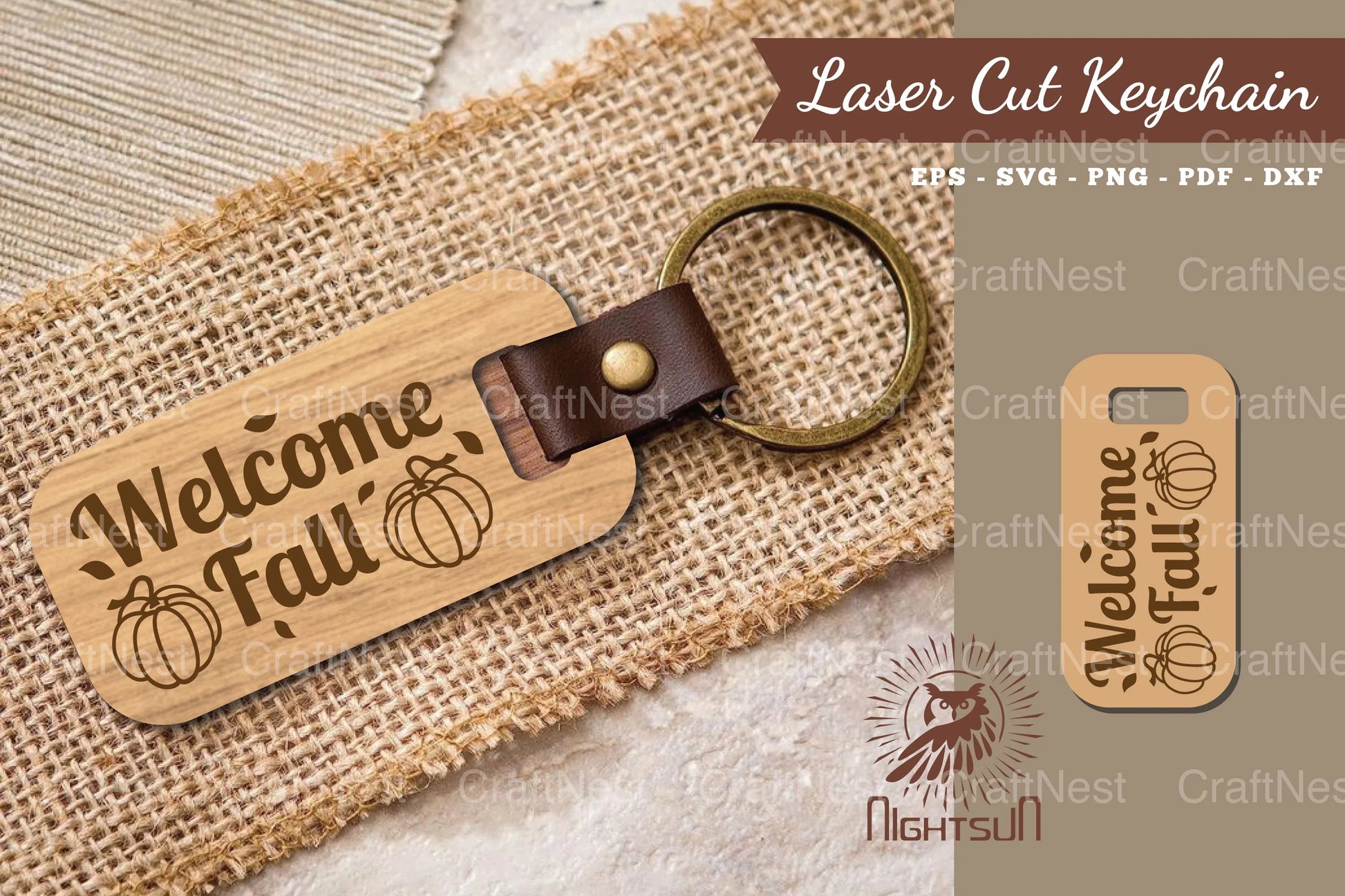Welcome Fall Laser Cut Keychain Design - CraftNest - Digital Crafting and Art