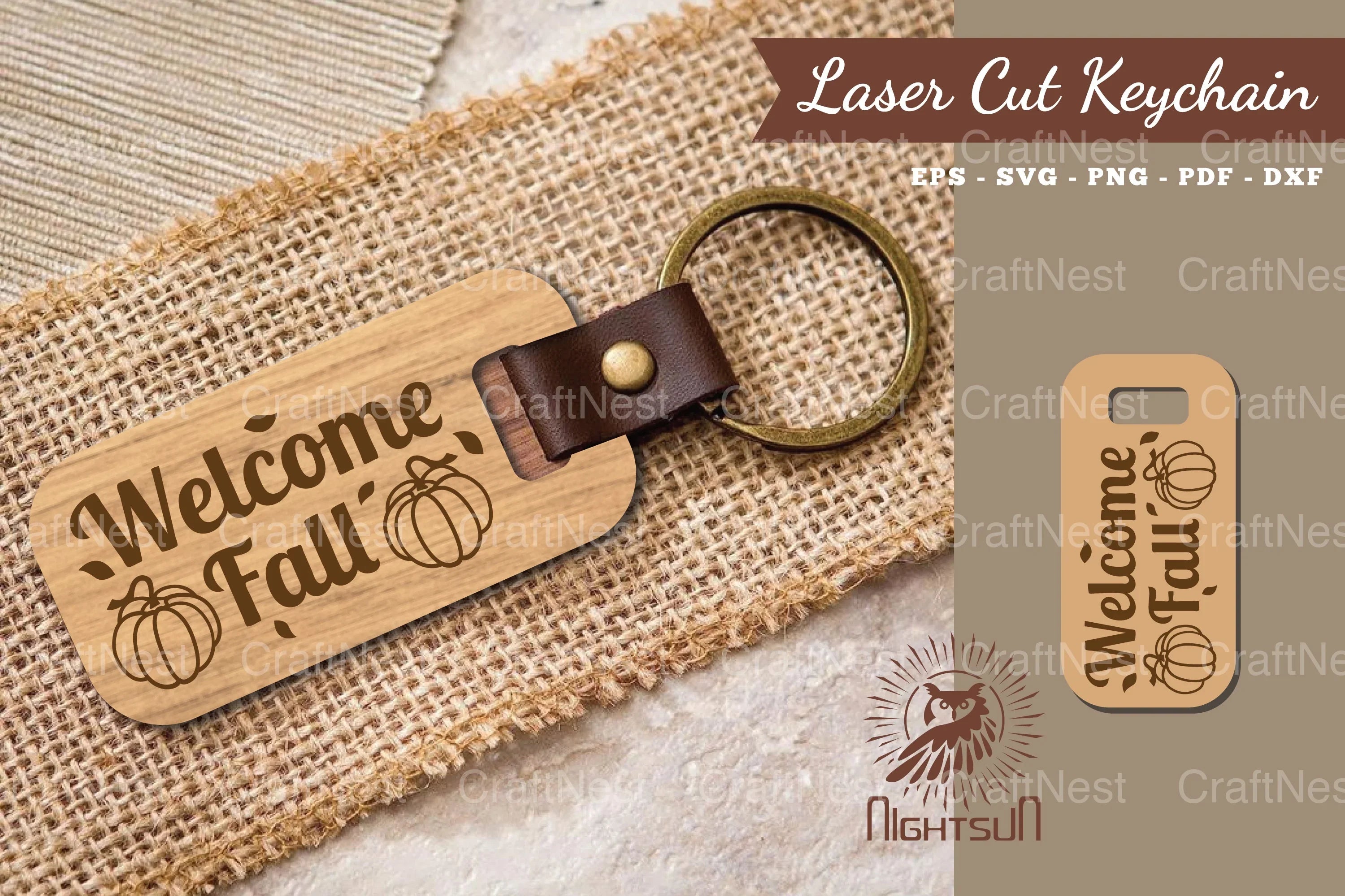 Welcome Fall Laser Cut Keychain Design - CraftNest - Digital Crafting and Art