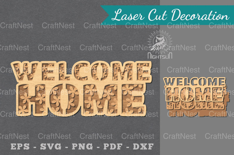 Welcome Home Laser Cut Sign Design Bundle - CraftNest - Digital Crafting and Art