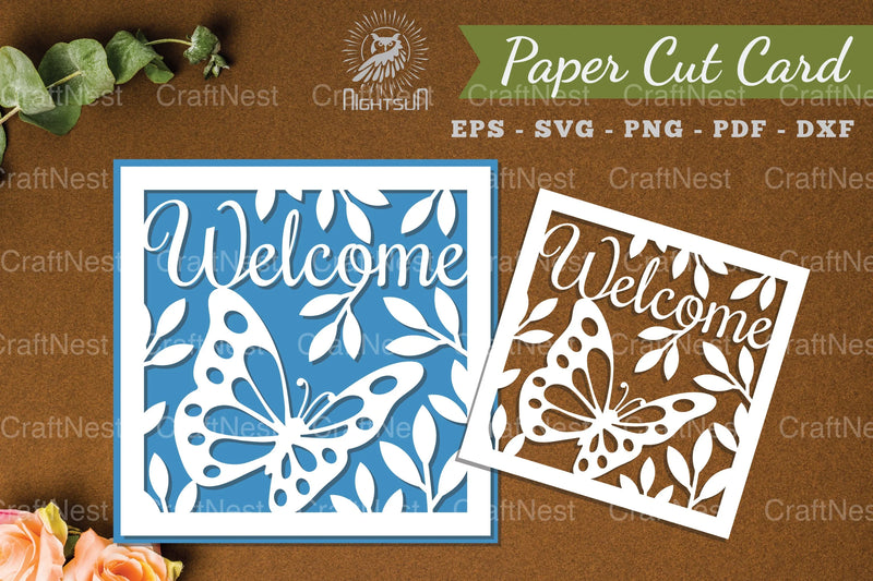 Welcome Papercut Card SVG Design Bundle - CraftNest - Digital Crafting and Art