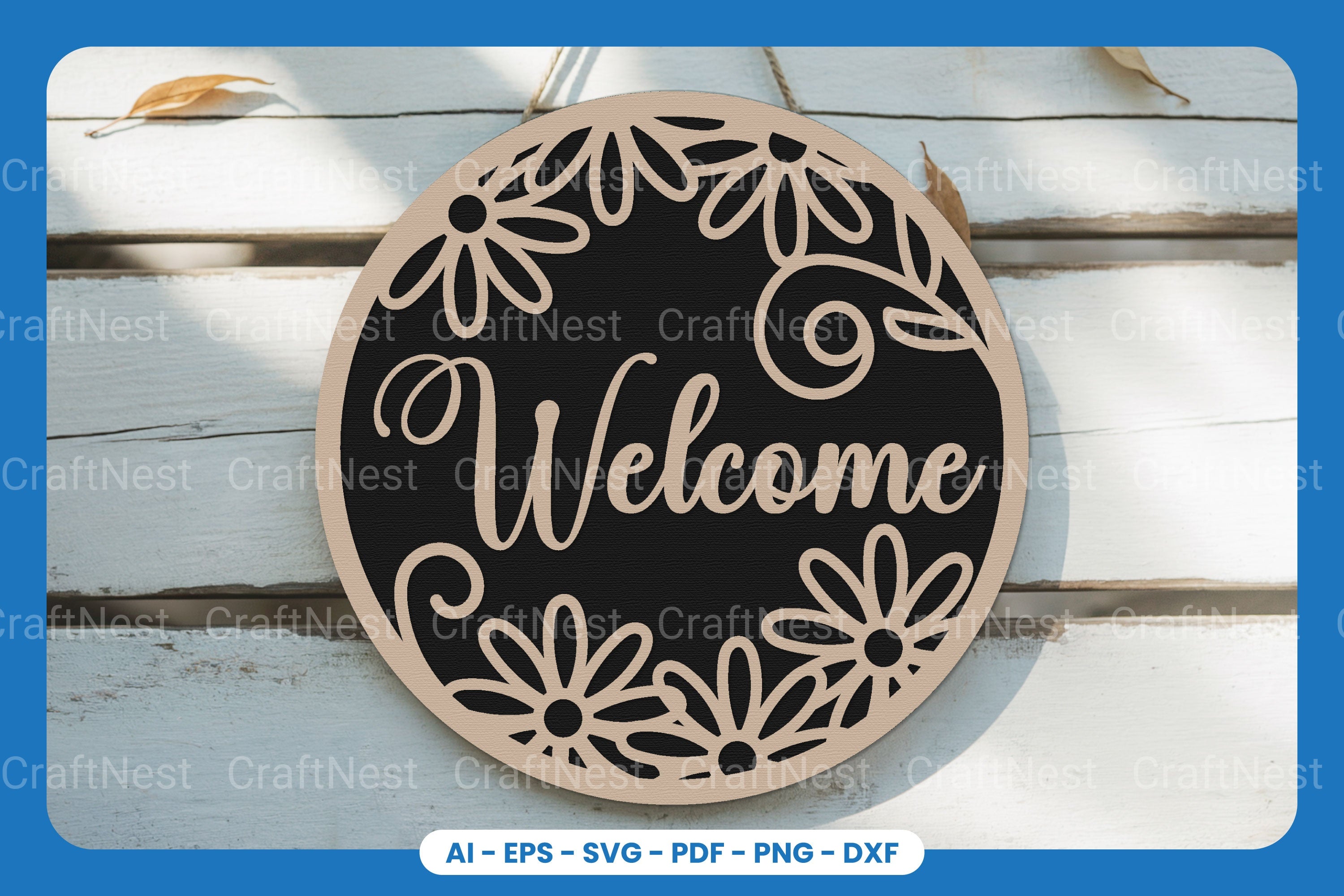 Welcome Round Sign Laser Cut SVG Bundle
