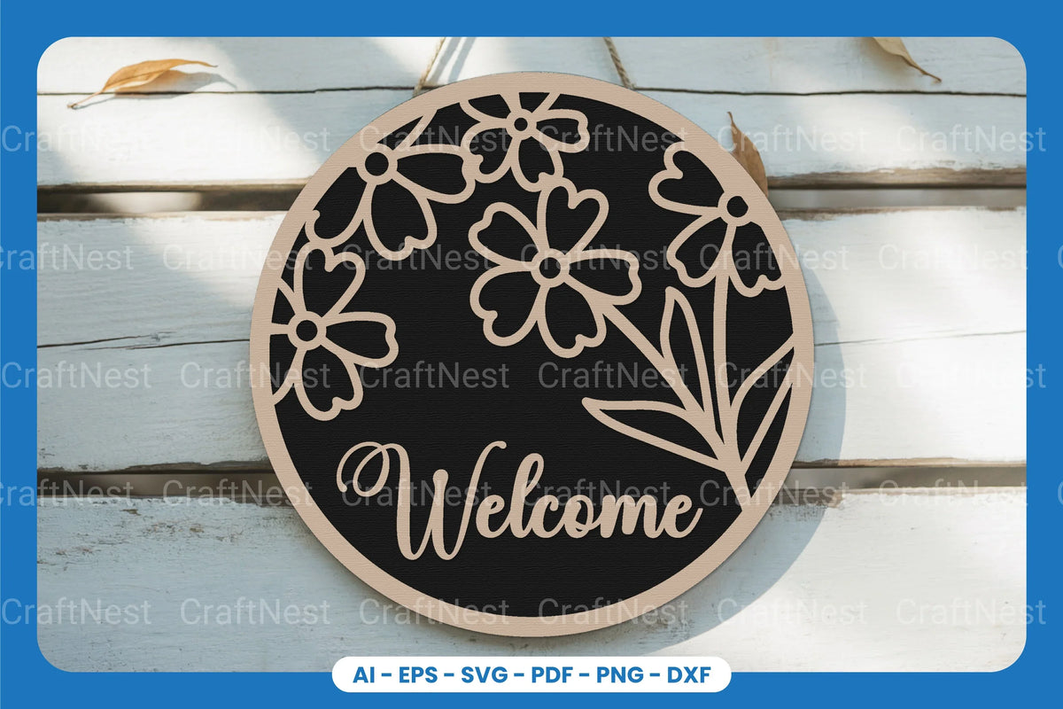 Welcome Tags Round Welcome Round Sign Laser Cut SVG Bundle