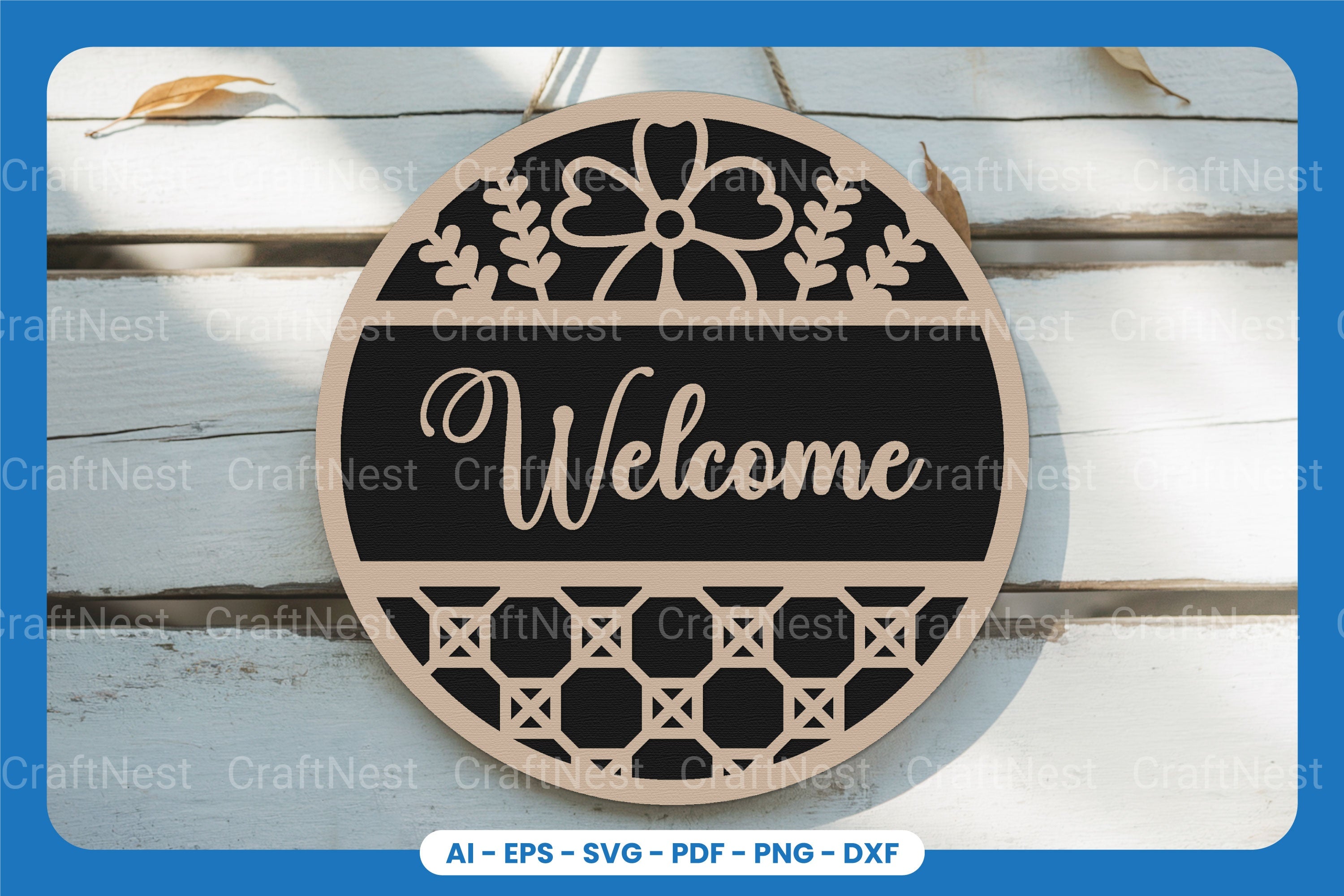 Welcome Round Sign Laser Cut SVG Bundle