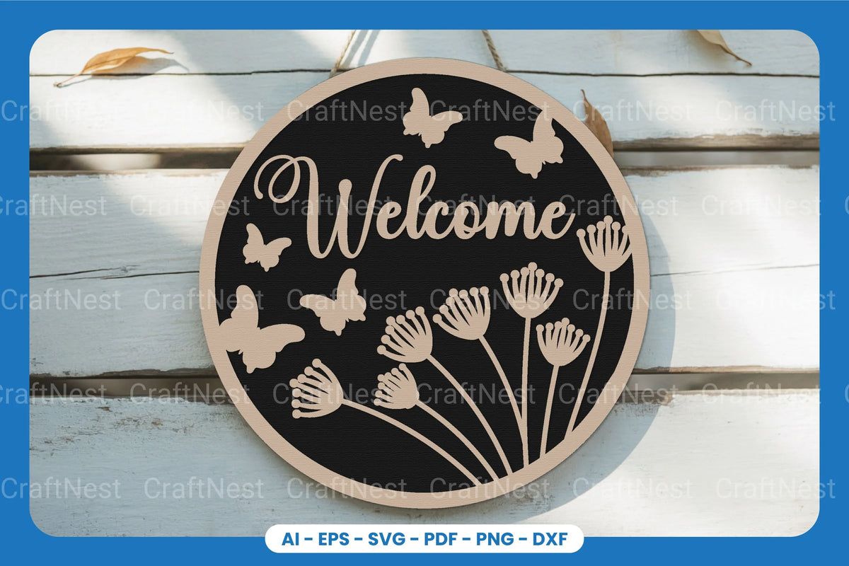 Welcome Tags Round Welcome Round Sign Laser Cut SVG Bundle