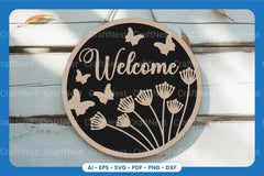 Welcome Round Sign Laser Cut SVG Bundle - CraftNest - Digital Crafting and Art