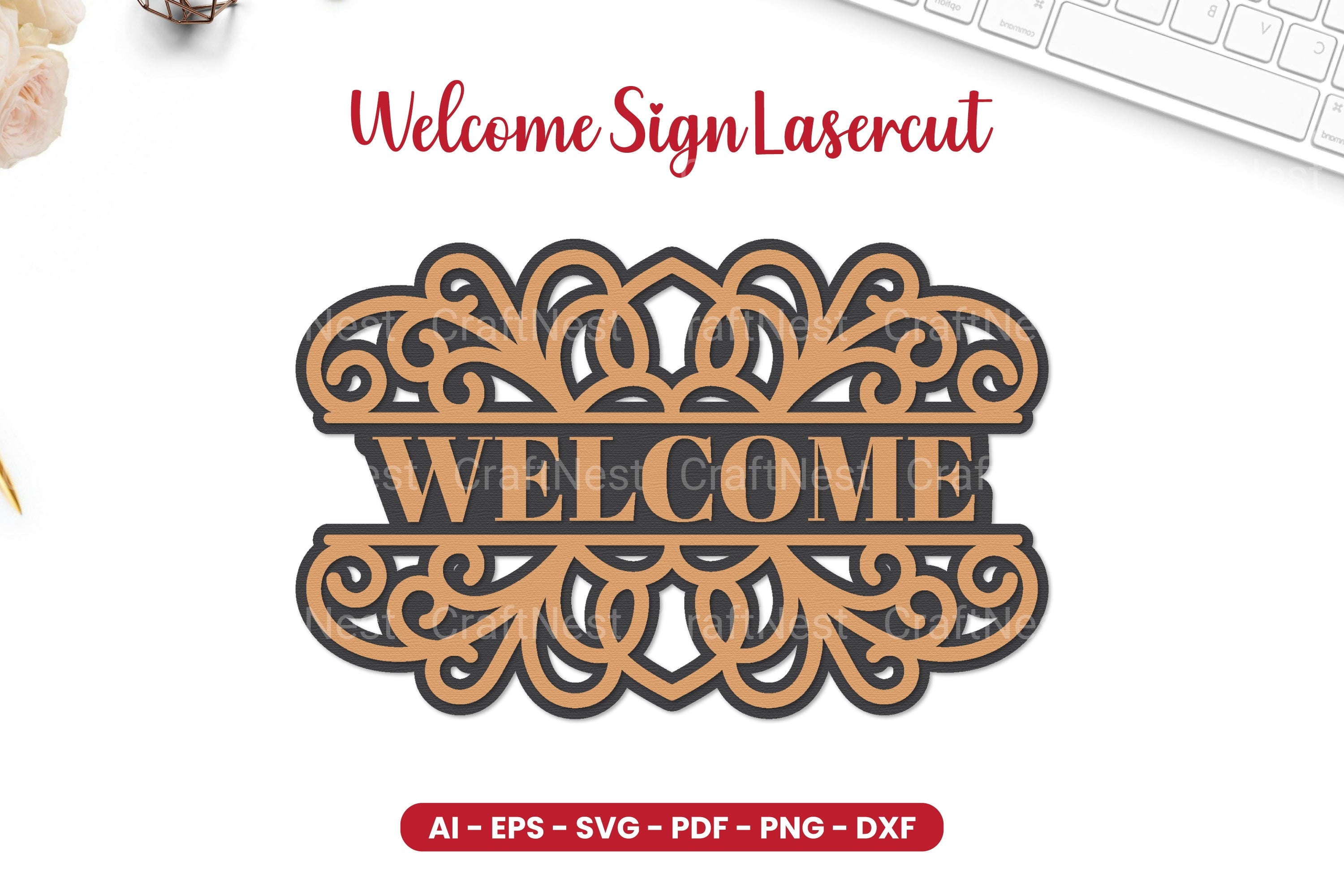 Welcome Sign Laser Cut SVG Clipart Bundle