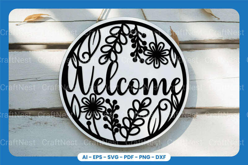 Welcome Sign Laser Cut SVG Bundle - CraftNest - Digital Crafting and Art