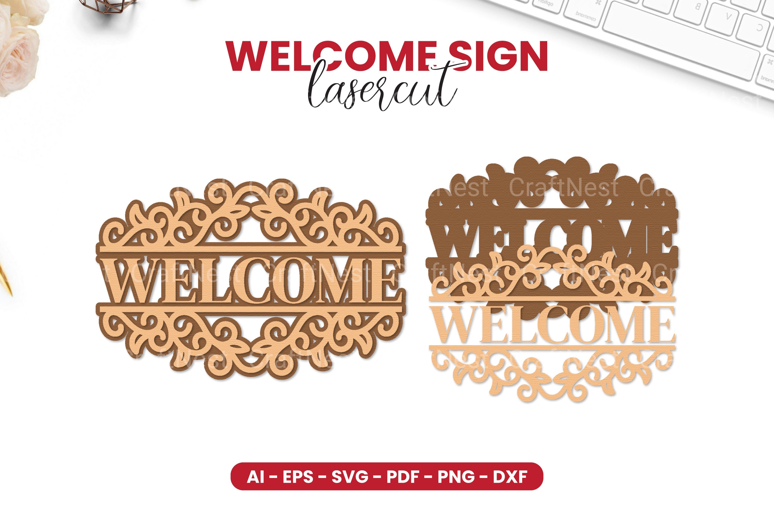 Welcome Sign Laser Cut SVG Bundle - Clipart Collection