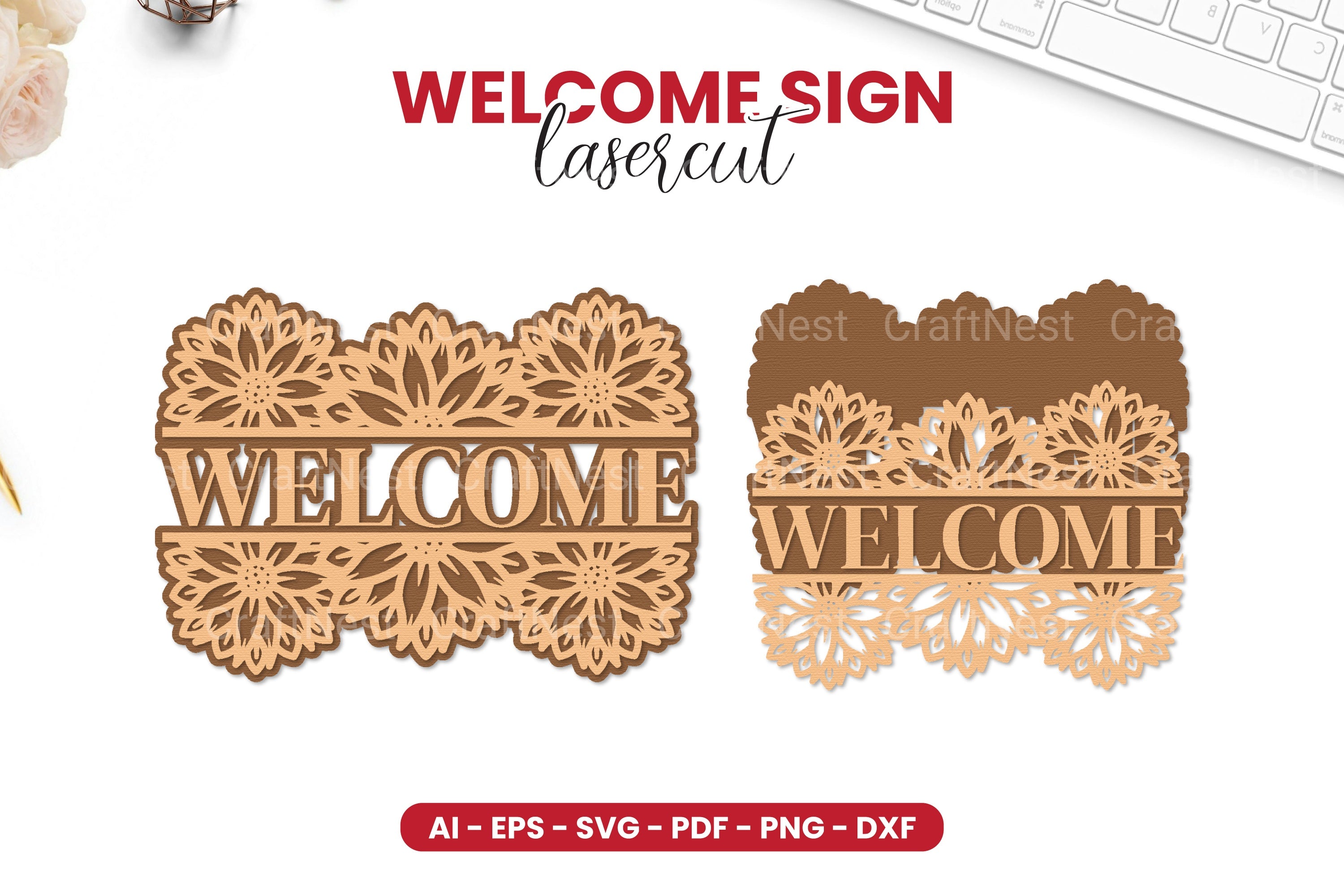 Welcome Sign Laser Cut SVG Clipart Bundle