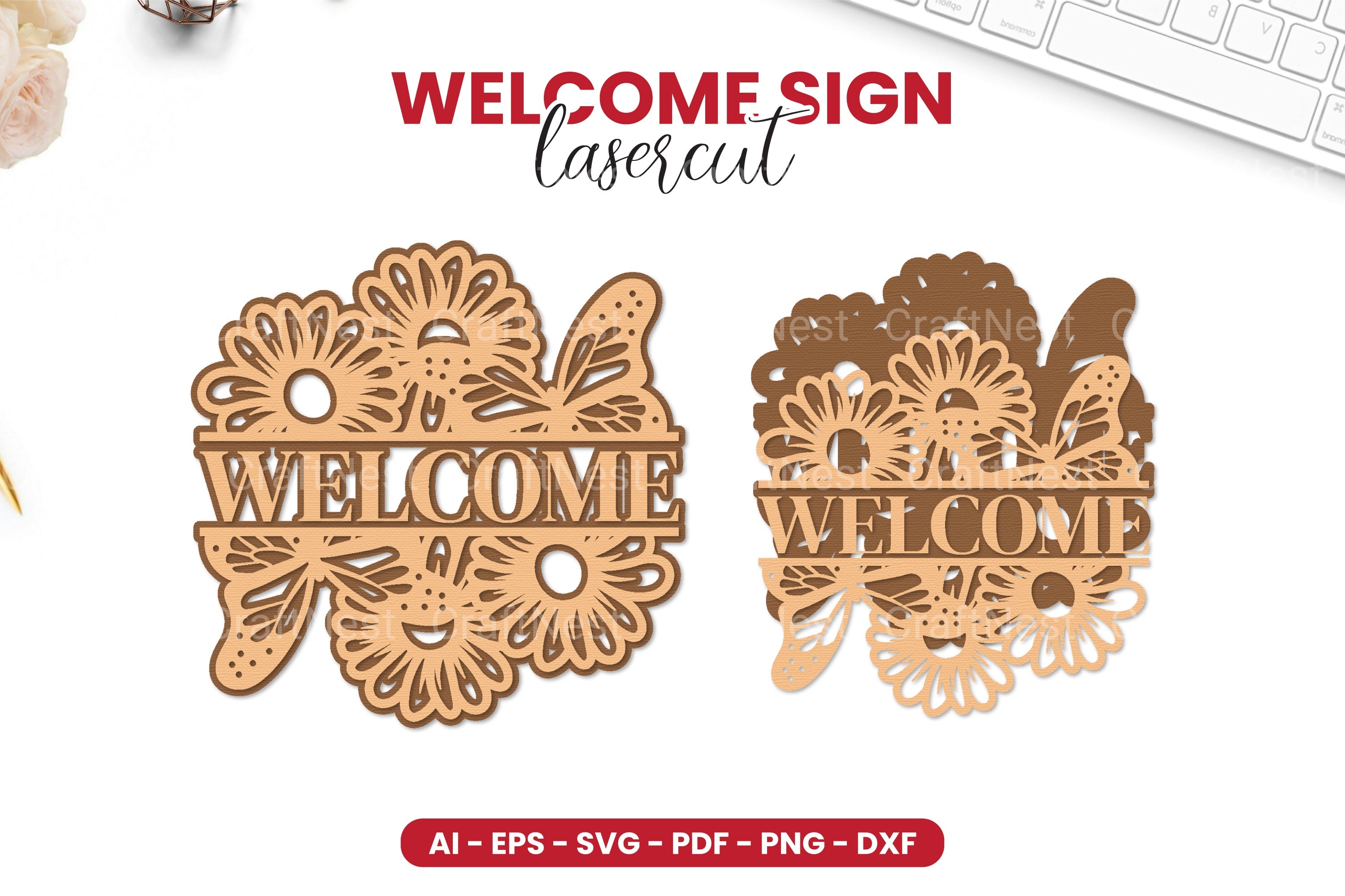 Welcome Sign Laser Cut SVG Bundle - Clipart Collection