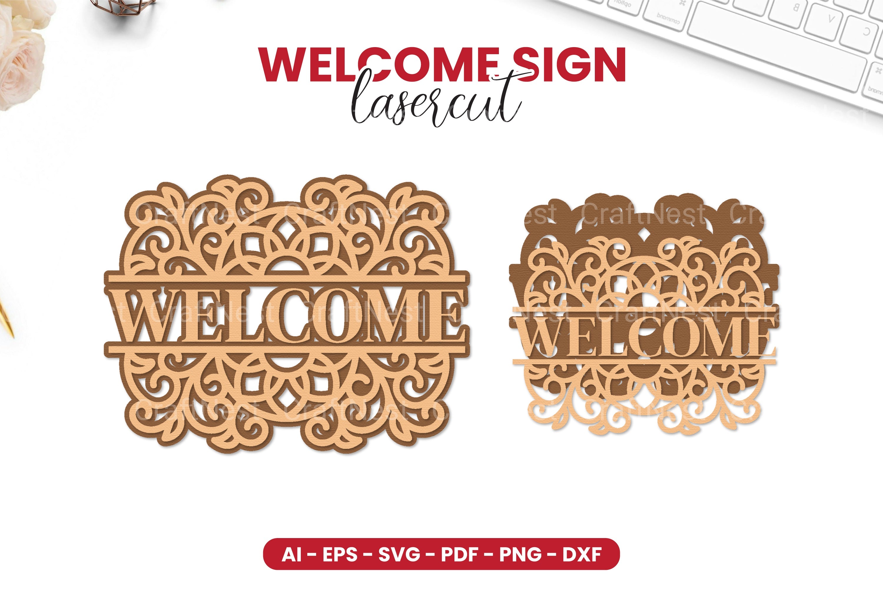 Welcome Sign Laser Cut SVG Bundle - Clipart Collection
