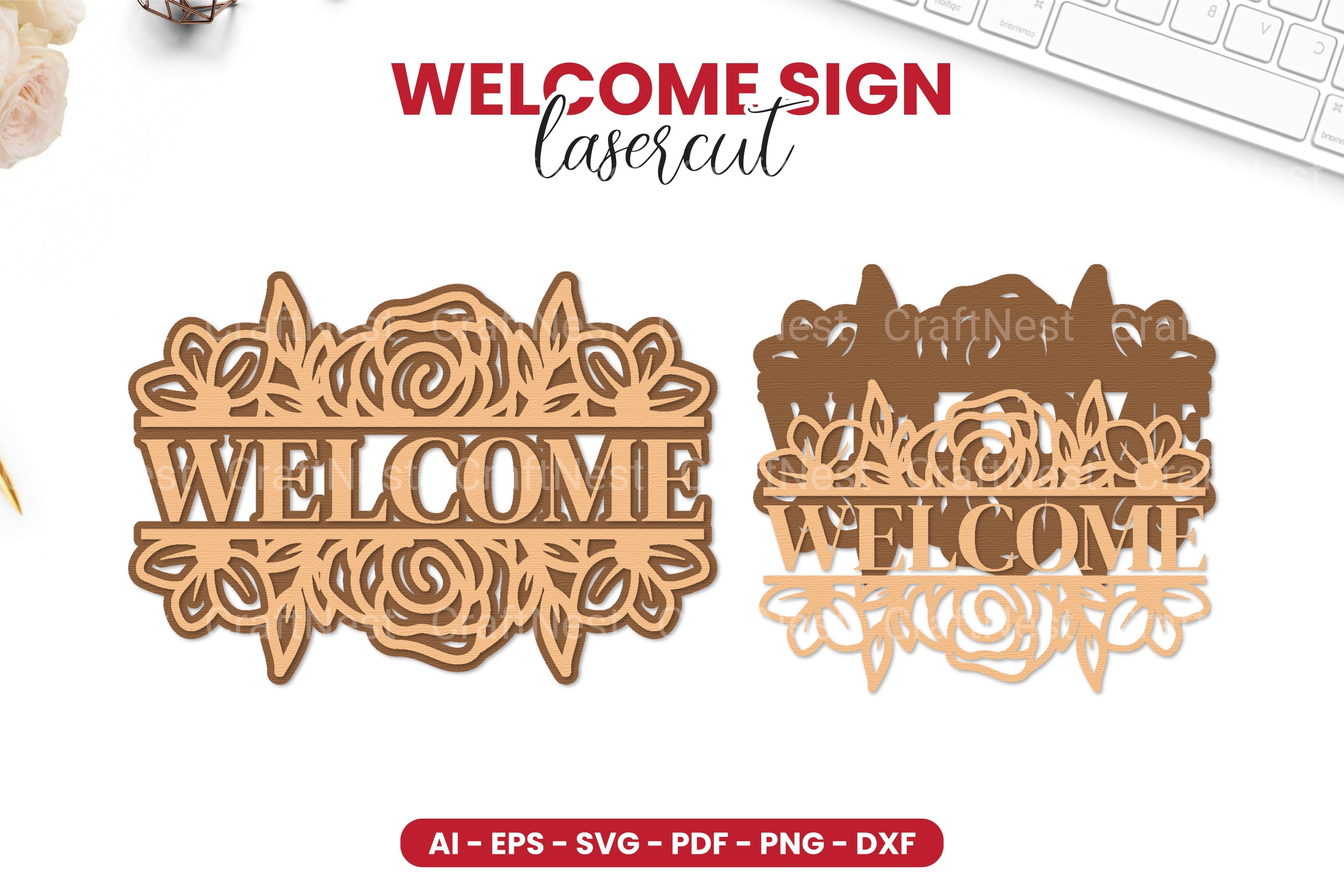 Welcome Sign Laser Cut SVG Bundle - Clipart Collection