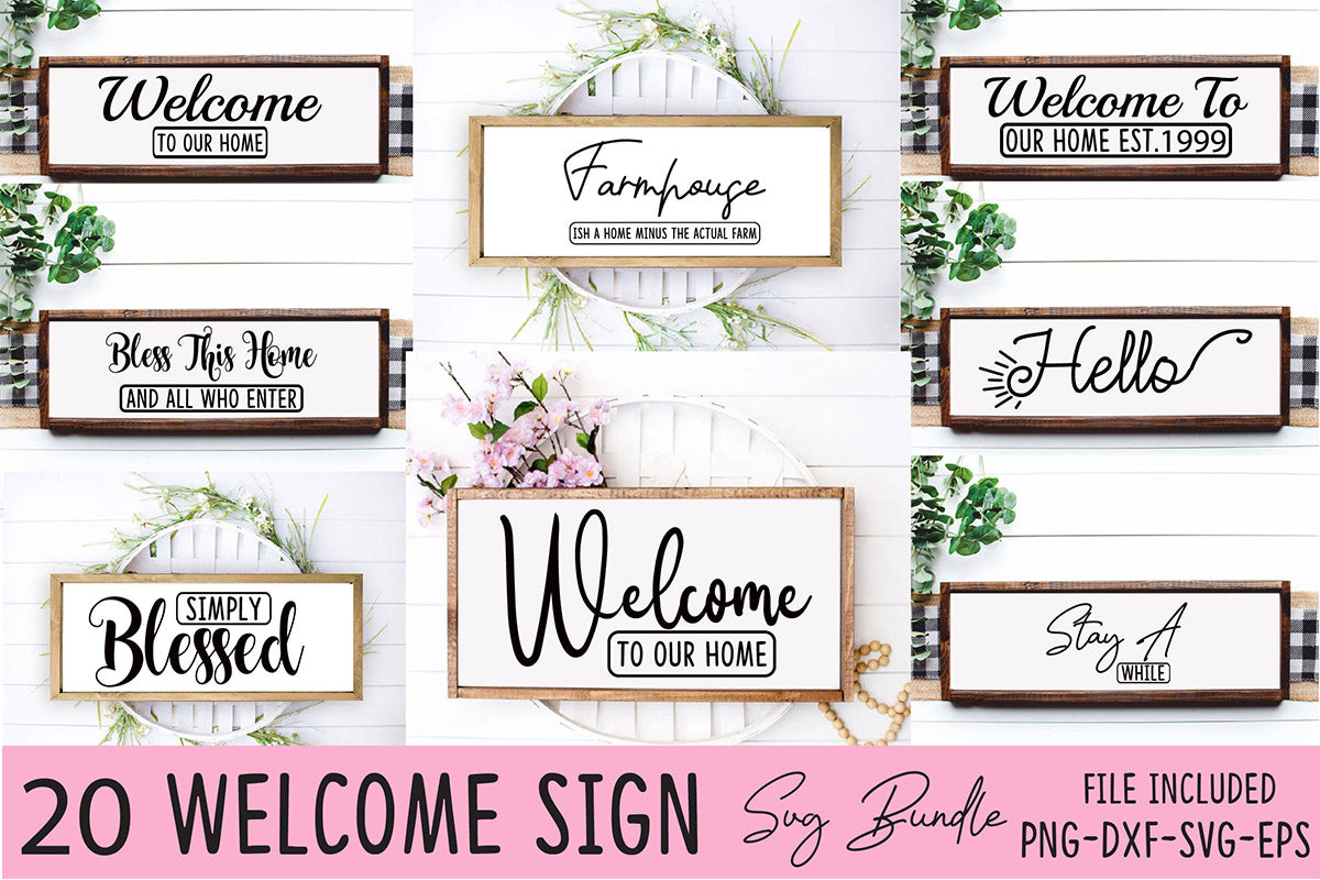 Welcome Sign SVG Bundle - CraftNest - Digital Crafting and Art