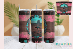 Stylish Pink Teal Western Tumbler Wrap Bundle - CraftNest - Digital Crafting and Art