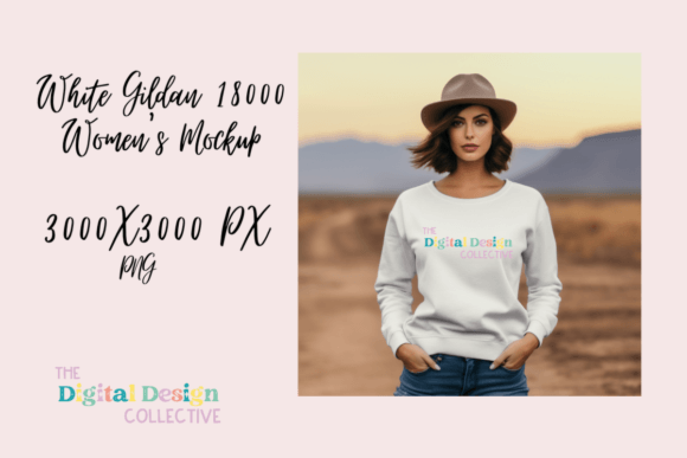 Women's White Gildan Sweater Mockup