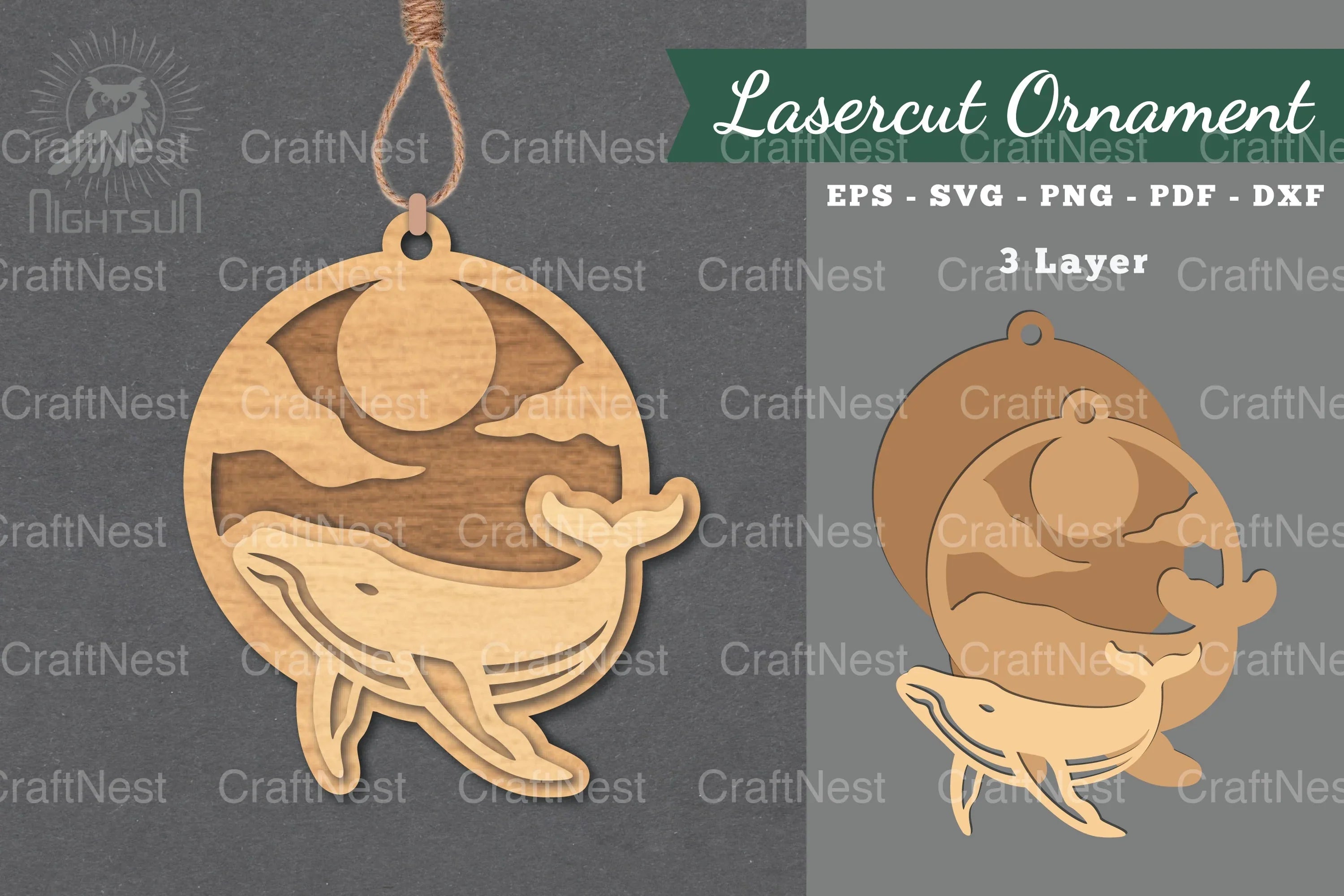 Whale Laser Cut Ornament SVG Bundle - CraftNest - Digital Crafting and Art