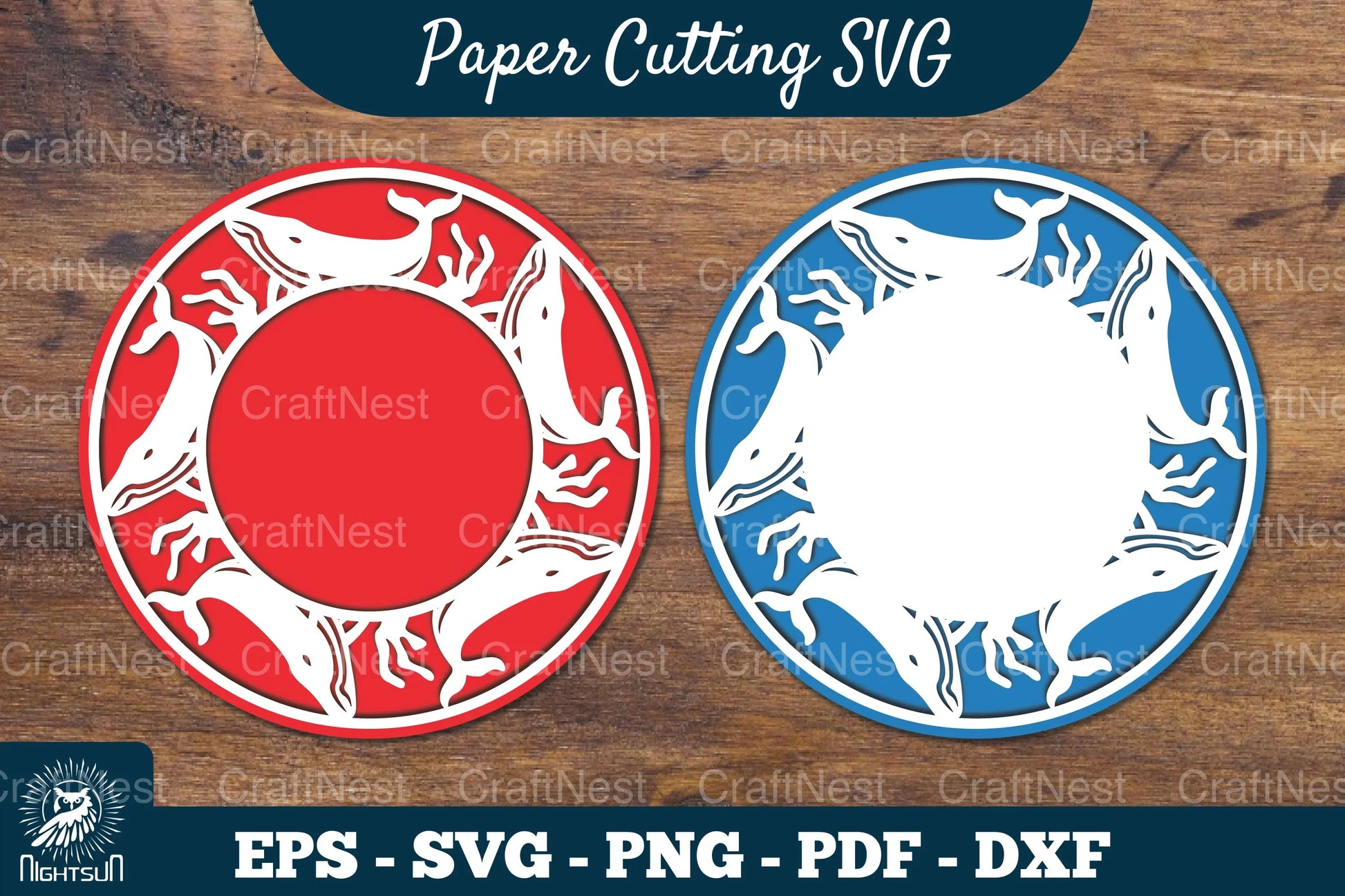 Whale Papercut Circle Clipart Bundle - CraftNest - Digital Crafting and Art