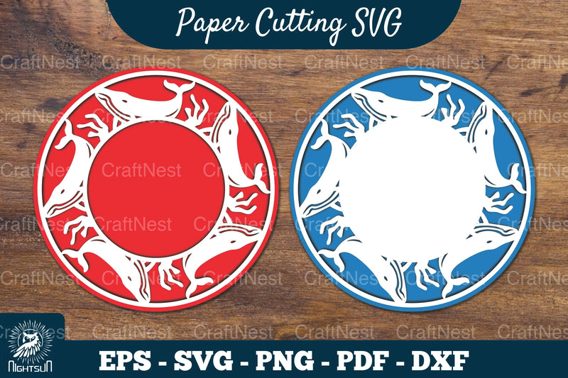 Whale Papercut Circle Clipart Bundle - CraftNest - Digital Crafting and Art