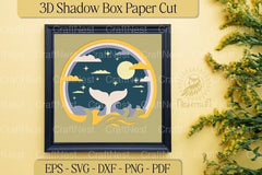 Whale Tail in Ocean 3D Shadow Box Bundle - CraftNest - Digital Crafting and Art