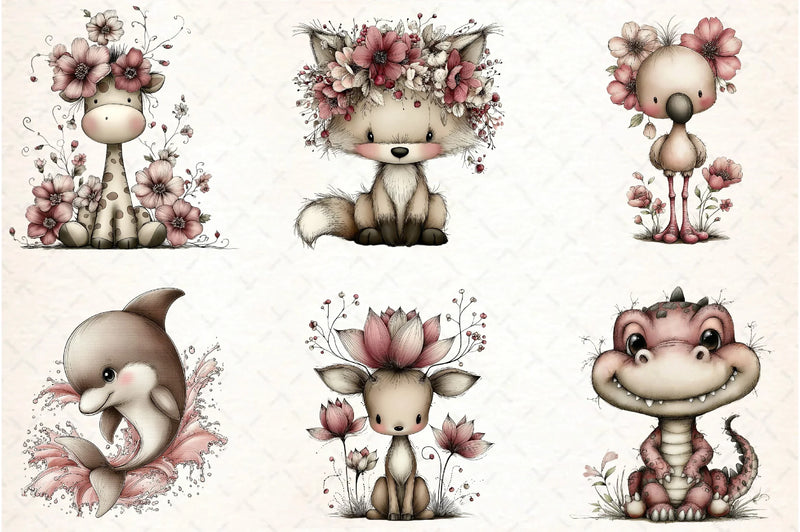 Whimsical Baby Animal Clipart Bundle - CraftNest - Digital Crafting and Art