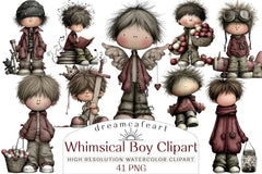 Whimsical Boy Clipart Bundle - CraftNest - Digital Crafting and Art