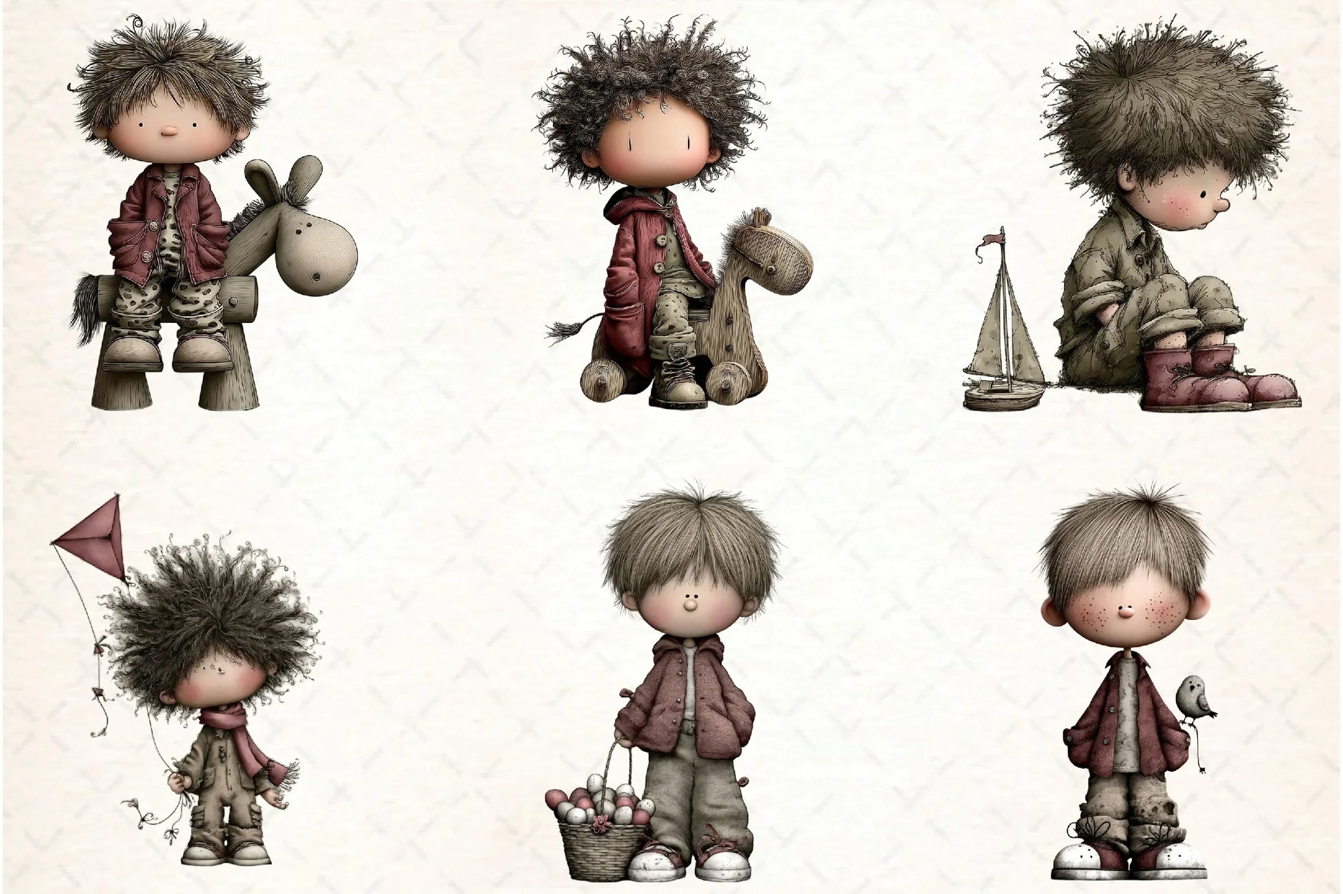 Whimsical Boy Clipart Bundle - CraftNest - Digital Crafting and Art