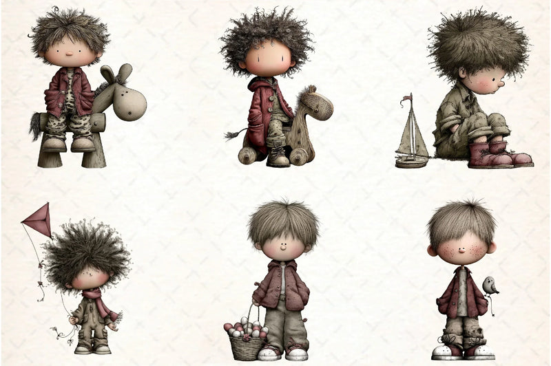 Whimsical Boy Clipart Bundle - CraftNest - Digital Crafting and Art
