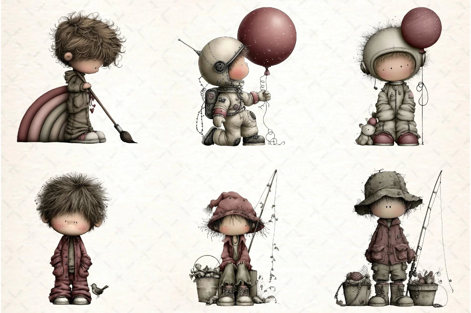 Whimsical Boy Clipart Bundle - CraftNest - Digital Crafting and Art