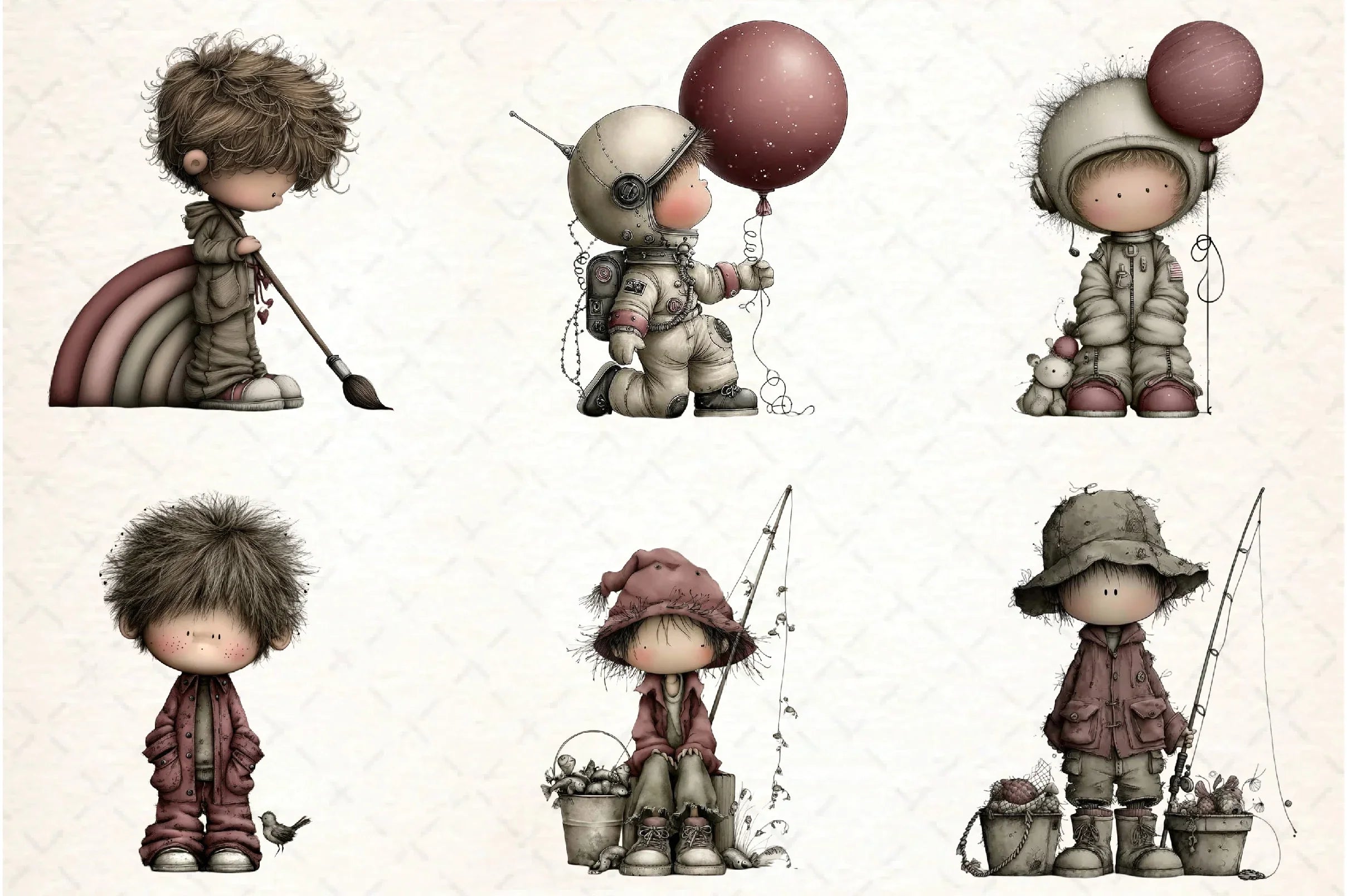 Whimsical Boy Clipart Bundle - CraftNest - Digital Crafting and Art