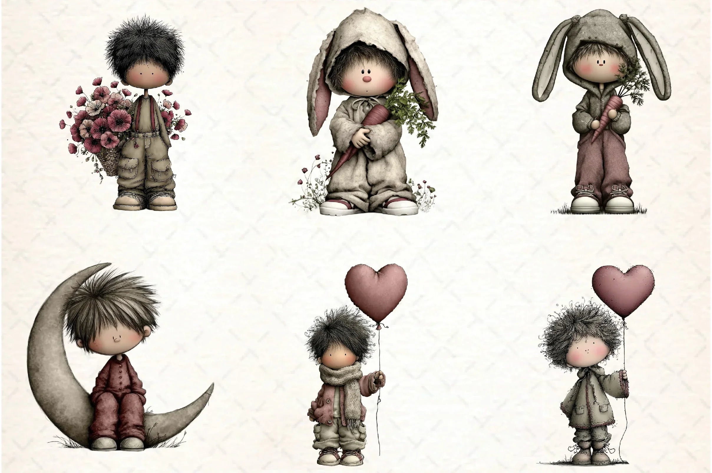 Whimsical Boy Clipart Bundle - CraftNest - Digital Crafting and Art