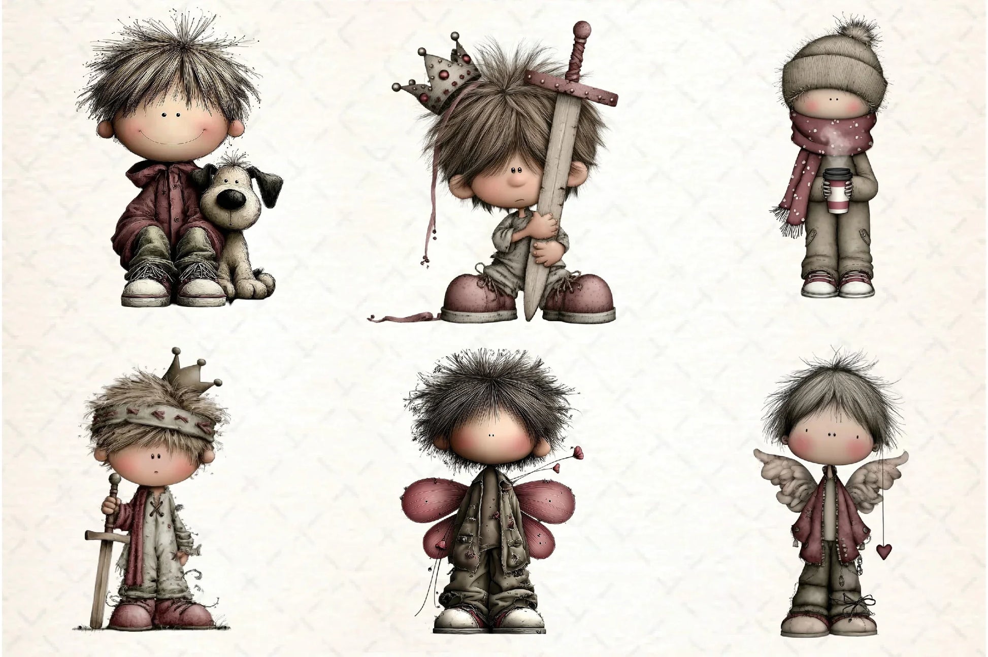 Whimsical Boy Clipart Bundle - CraftNest - Digital Crafting and Art