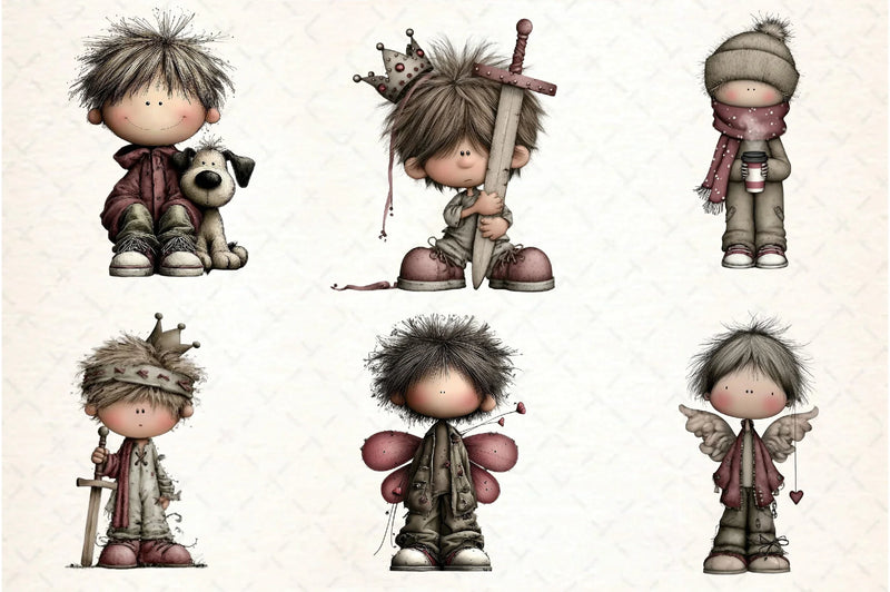 Whimsical Boy Clipart Bundle - CraftNest - Digital Crafting and Art
