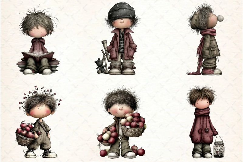 Whimsical Boy Clipart Bundle - CraftNest - Digital Crafting and Art