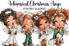 Whimsical Christmas Angel Clipart Bundle - CraftNest - Digital Crafting and Art