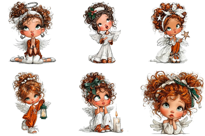 Whimsical Christmas Angel Clipart Bundle - CraftNest - Digital Crafting and Art