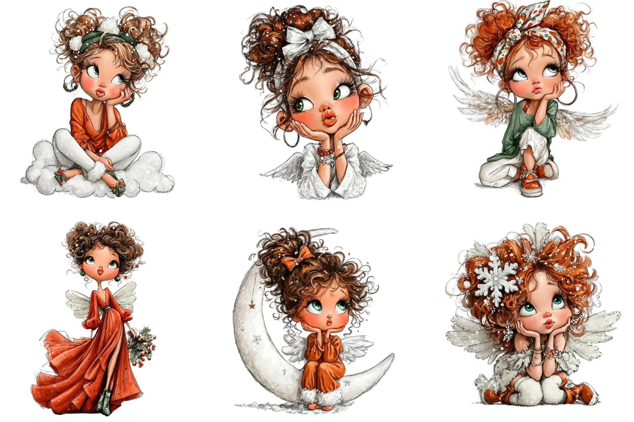 Whimsical Christmas Angel Clipart Bundle - CraftNest - Digital Crafting and Art