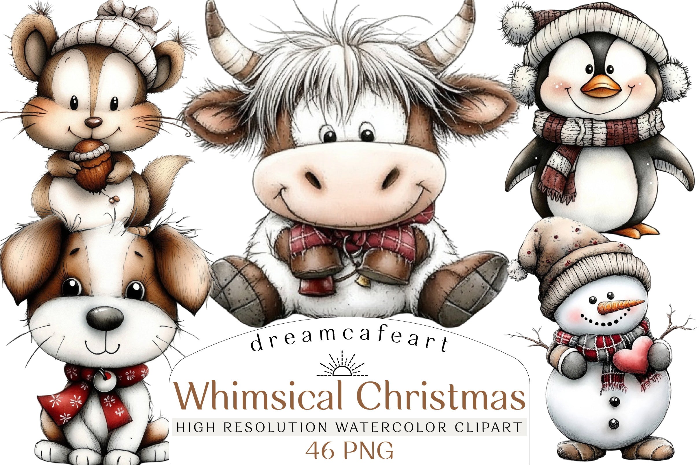 Whimsical Christmas Design Clipart Bundle