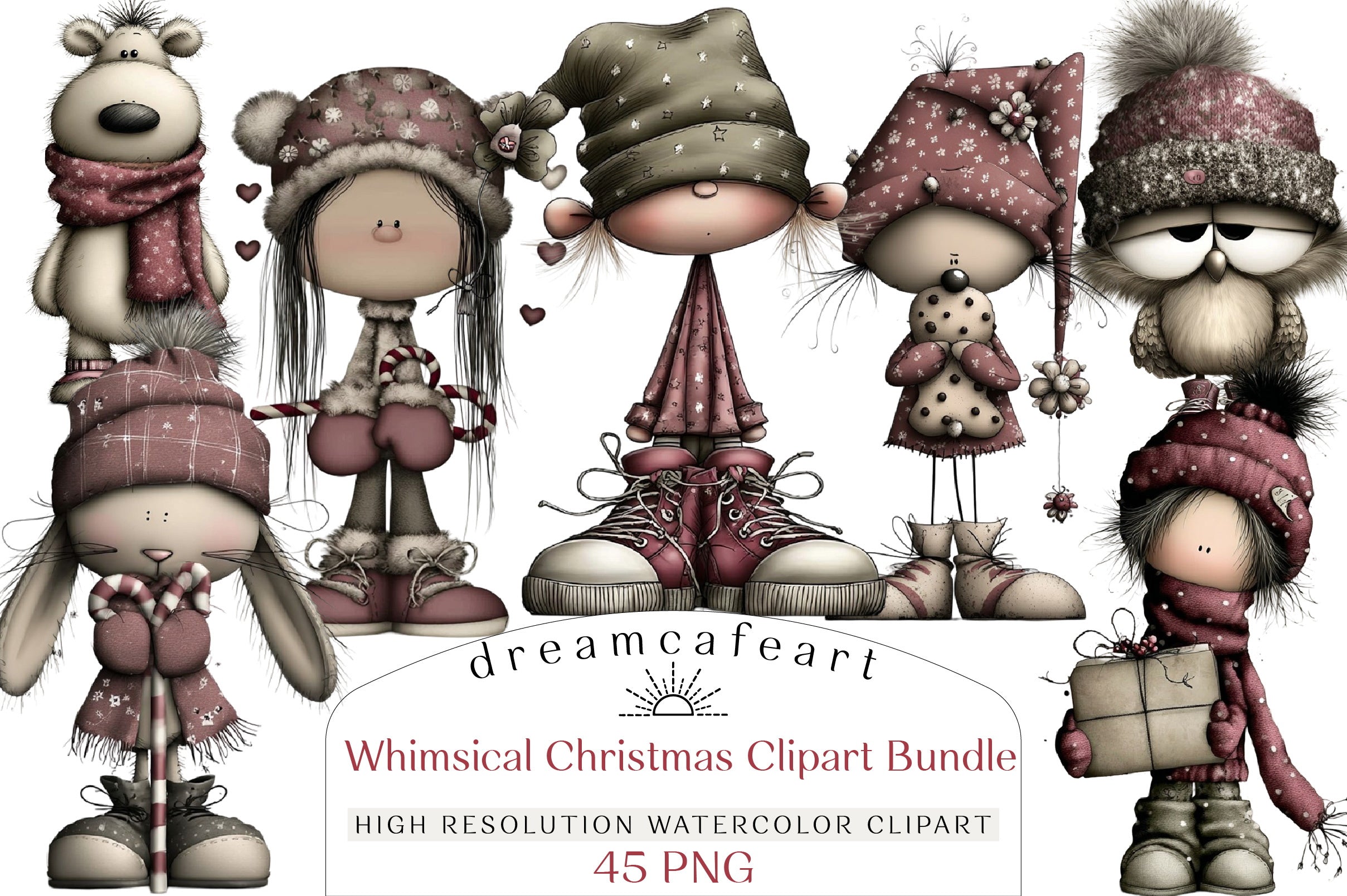 Whimsical Christmas Design Clipart Bundle