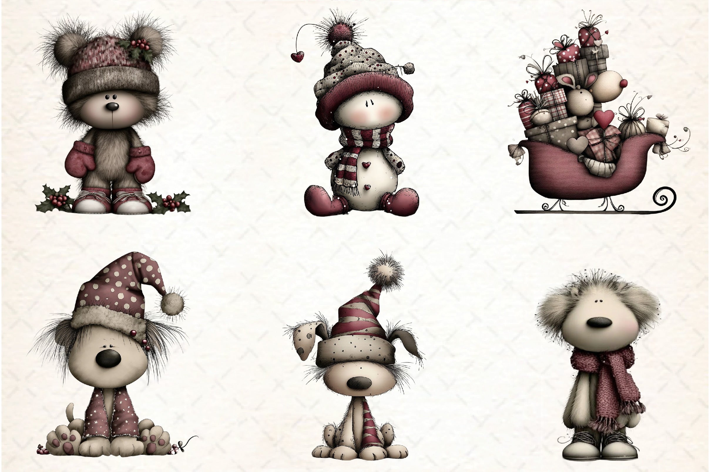 Whimsical Christmas Design Clipart Bundle